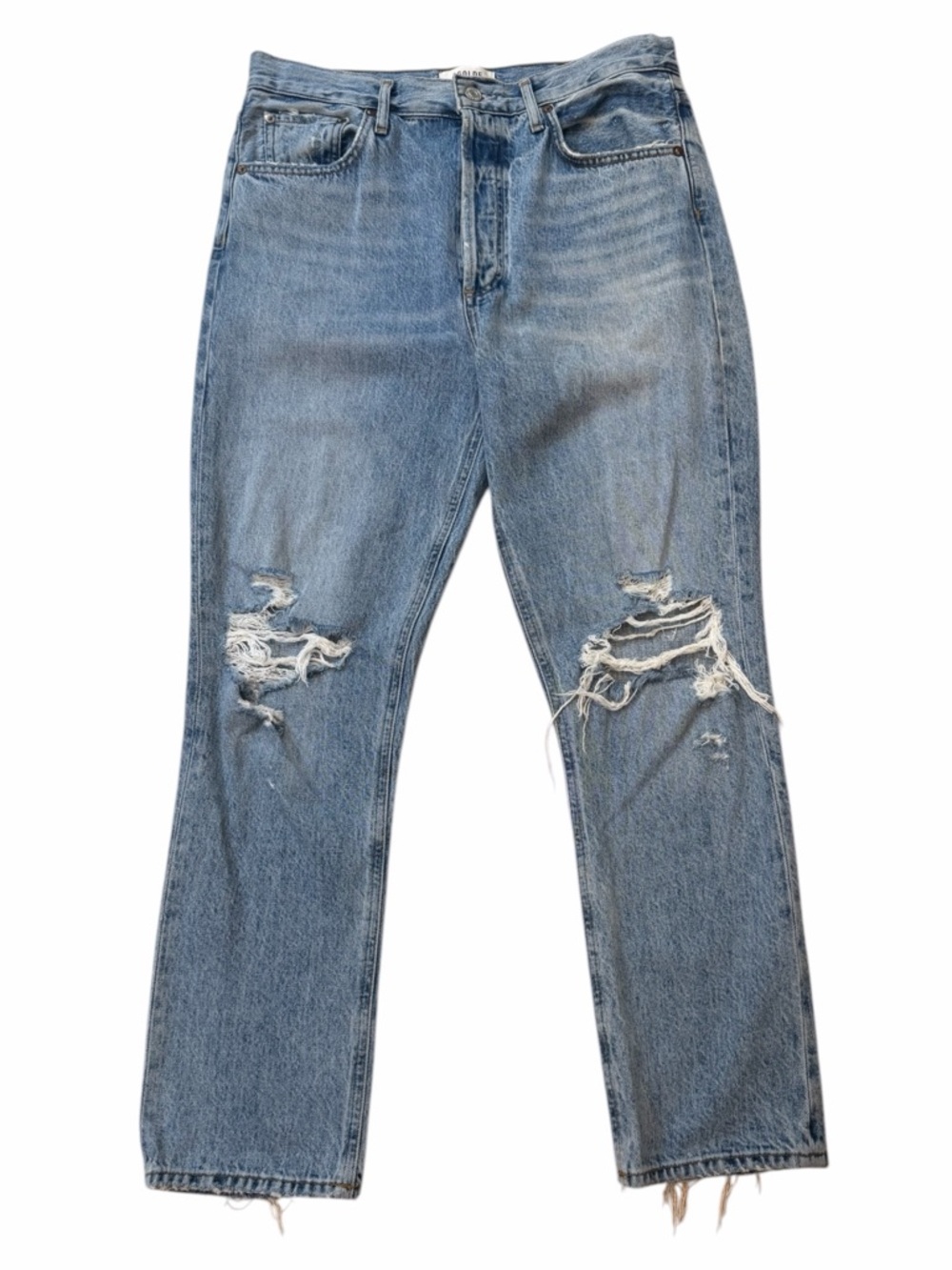 Agolde Riley Crop Distressed Straight Leg Jeans
